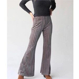 Natural Life Velvet Striped Flare Pants Bell Bottoms